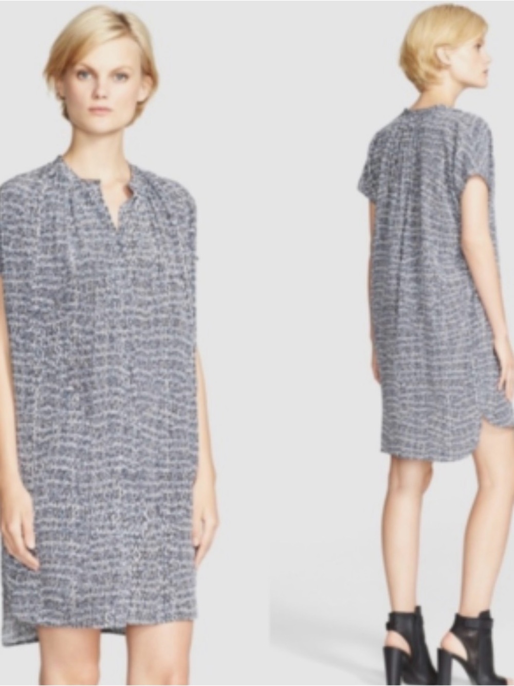 Vince- silk leopard print - Short-Sleeve tunic dress